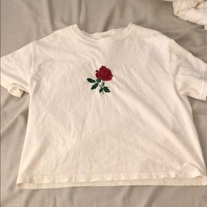 brandy melville white shirt with rose